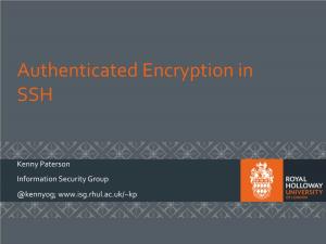 Authenticated Encryption in SSH