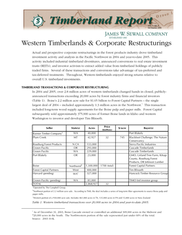 Western Timberlands and Corporate Restructurings