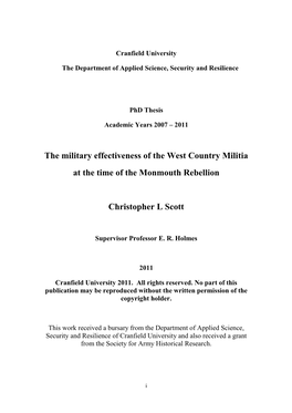 The Military Effectiveness of the West Country Militia at the Time of the Monmouth Rebellion