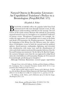 An Unpublished Translator's Preface to a Brontologion (Petrop.Bibl.Publ
