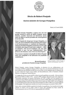 Décès De Robert Poujade