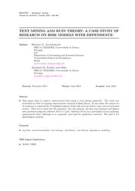 Text Mining and Ruin Theory: a Case Study of Research on Risk Models with Dependence