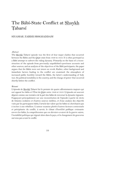 The Bábí-State Conflict at Shaykh T. Abarsí