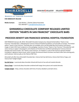 Ghirardelli Chocolate Company Releases Limited Edition “Hearts in San Franciso” Chocolate Bars
