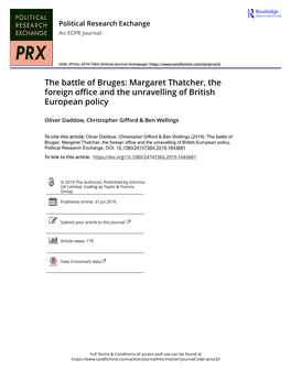 Margaret Thatcher, the Foreign Office and the Unravelling of British European Policy