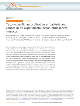 Taxon-Specific Aerosolization of Bacteria and Viruses in An