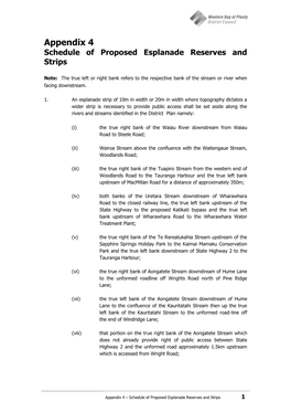 Appendix 4 Schedule of Proposed Esplanade Reserves and Strips