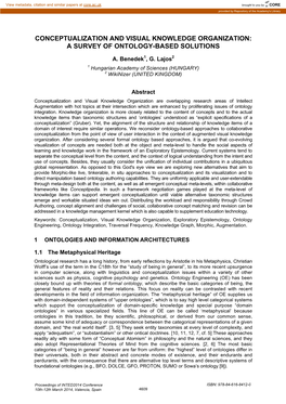 Conceptualization and Visual Knowledge Organization: a Survey of Ontology-Based Solutions