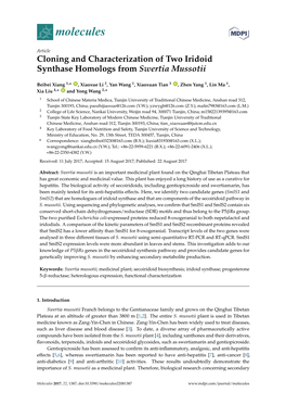Cloning and Characterization of Two Iridoid Synthase Homologs from Swertia Mussotii