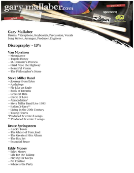 Gary Mallaber Discography – LP's