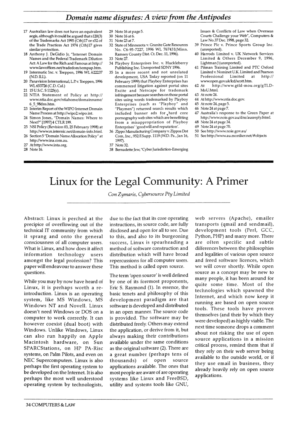 Linux for the Legal Community: a Primer