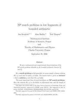 NP Search Problems in Low Fragments of Bounded Arithmetic