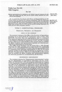 Public Law 94-122 94Th Congress an Act