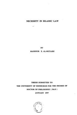Necessity in Islamic Law
