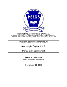 Public Investment Memorandum Searchlight Capital II, L.P. Private