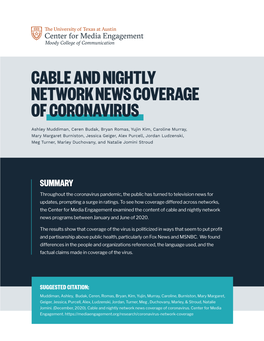 Cable and Nightly Network News Coverage of Coronavirus