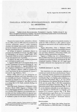 Trailliella Intricata (Bonnemaisoniales, Rhodophyta) En La Argentina
