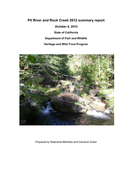 Pit River and Rock Creek 2012 Summary Report