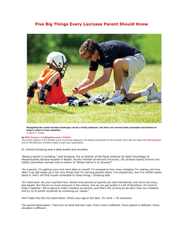 Five Big Things Every Lacrosse Parent Should Know