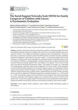 The Social Support Networks Scale (SSNS) for Family Caregivers of Children with Cancer: a Psychometric Evaluation