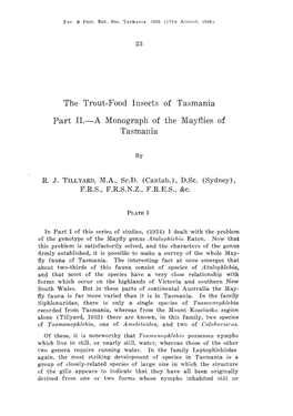 The Trout-Food Insects of 'I'asmania Part II.-A Monograph of the Mayflies