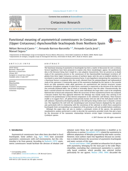 Upper Cretaceous) Rhynchonellide Brachiopods from Northern Spain