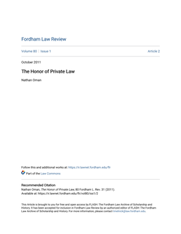 The Honor of Private Law