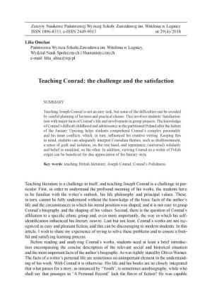 Teaching Conrad: the Challenge and the Satisfaction