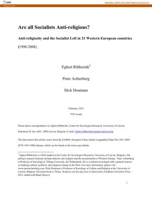Are All Socialists Anti-Religious?