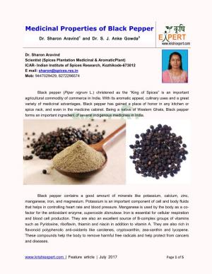 Medicinal Properties of Black Pepper