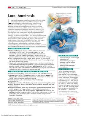 Local Anesthesia for Carpal Tunnel Surgery