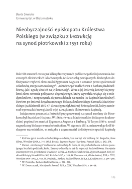 Nieobyczajności Episkopatu Królestwa Polskiego (W Związku Z Instrukcją Na Synod Piotrkowski Z 1551 Roku)