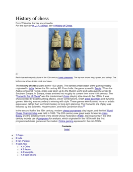 History of Chess from Wikipedia, the Free Encyclopedia for the Book by H