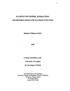 Platelet-Neutrophil Interaction