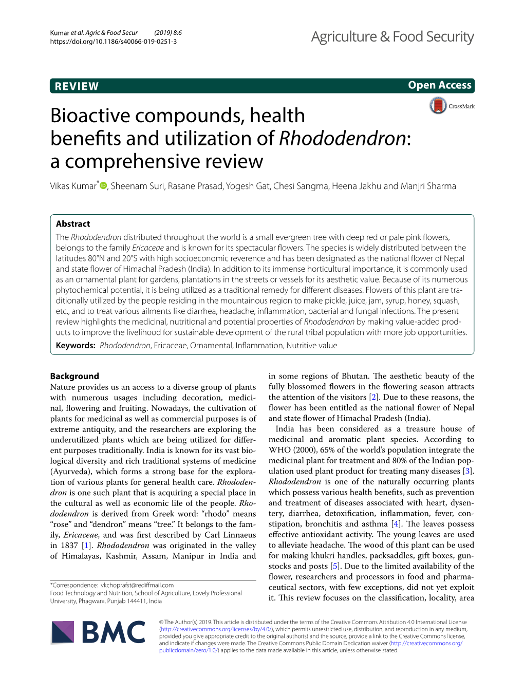 Bioactive Compounds, Health Benefits and Utilization of Rhododendron: A