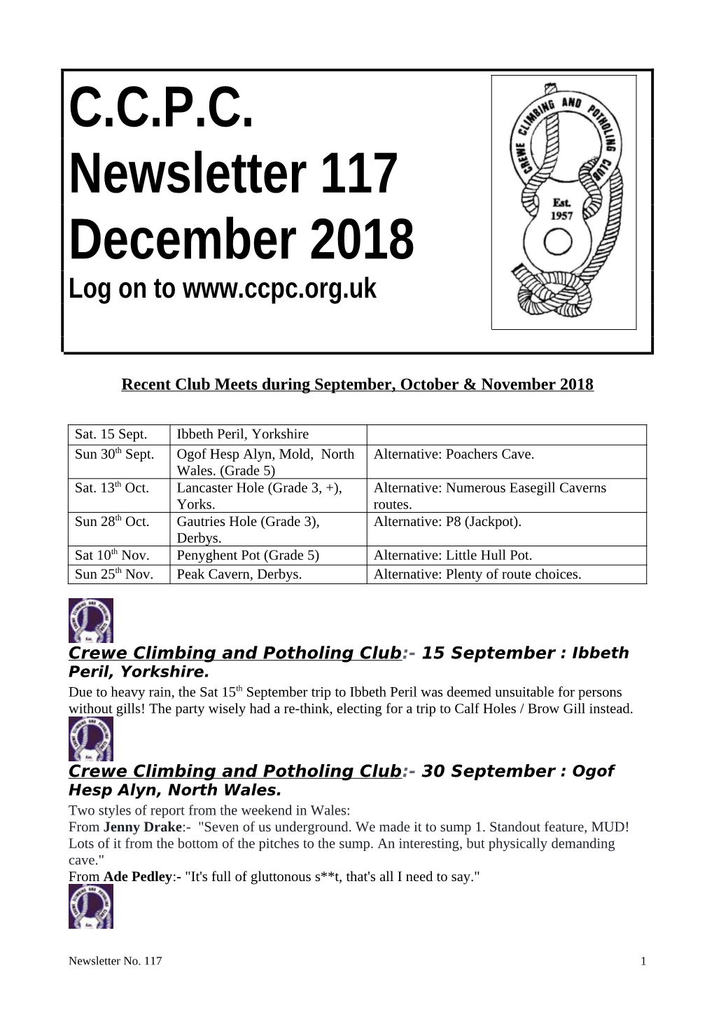 C.C.P.C. Newsletter 117 December 2018 Log on To