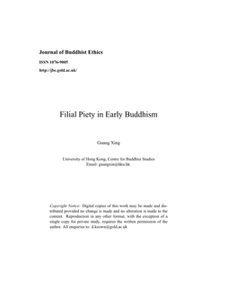 Filial Piety in Early Buddhism