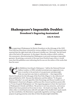 Shakespeare's Impossible Doublet: Droeshout's Engraving Anatomized