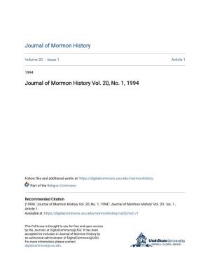 Journal of Mormon History Vol. 20, No. 1, 1994