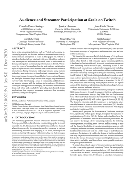 Audience and Streamer Participation at Scale on Twitch