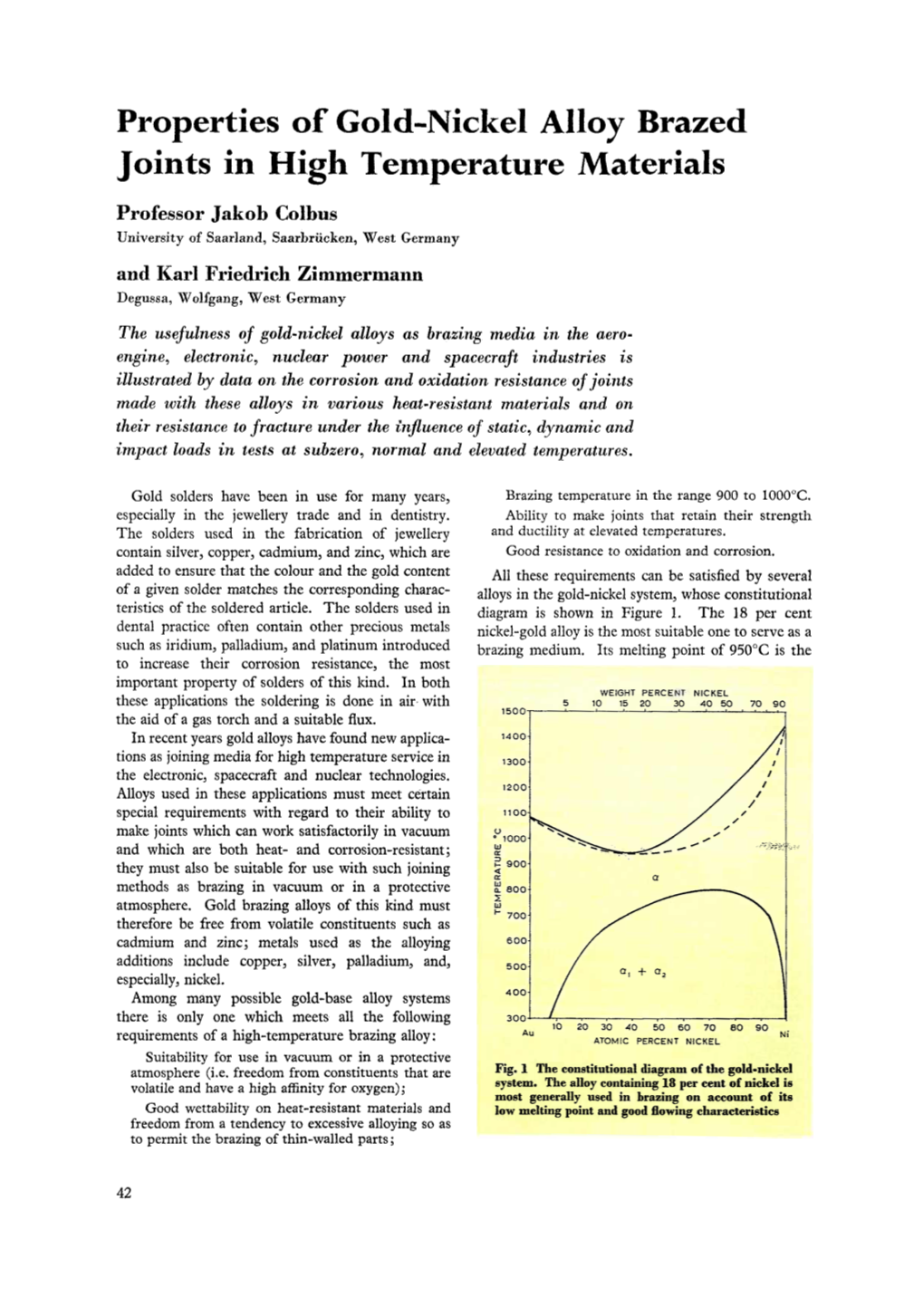 Properties of Gold-Nickel Alloy Brazed Joints in High Temperature Materials