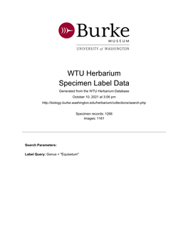 WTU Herbarium Specimen Label Data