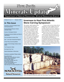 NSDNR, MRB, Nova Scotia Minerals Update, V. 22, No. 3