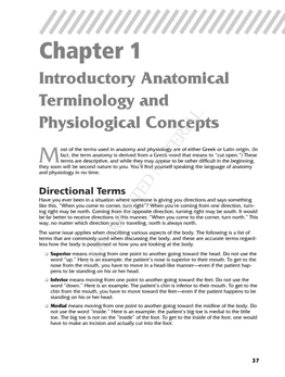 Chapter 1 Introductory Anatomical Terminology and Physiological Concepts