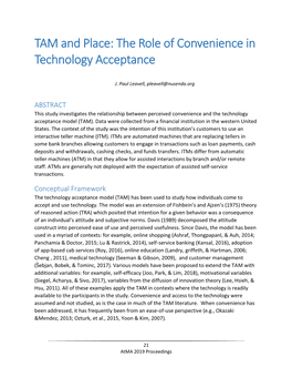 The Role of Convenience in Technology Acceptance