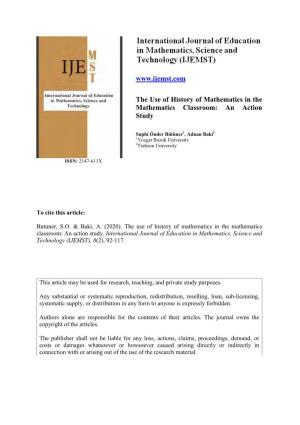 The Use of History of Mathematics in the Mathematics Classroom: an Action Study