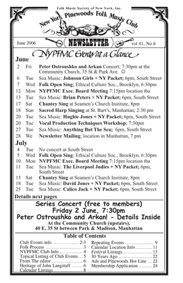 June July Series Concert (Free to Members) Friday 2 June, 7:30Pm Peter Ostroushko and Arkan!