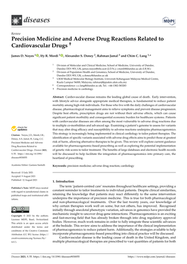 Precision Medicine and Adverse Drug Reactions Related to Cardiovascular Drugs †