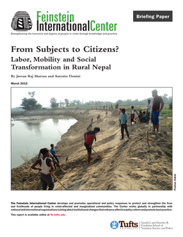 From Subjects to Citizens? Labor, Mobility and Social Transformation in Rural Nepal by Jeevan Raj Sharma and Antonio Donini