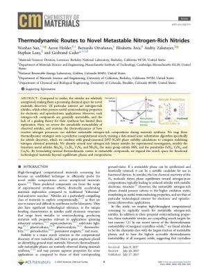 Thermodynamic Routes to Novel Metastable Nitrogen-Rich Nitrides